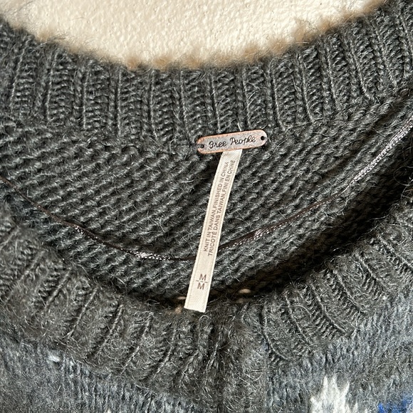 Free People Frosted Fair Isle Nordic Knit Mohair Blend Long Cardigan Sweater - Picture 4 of 8